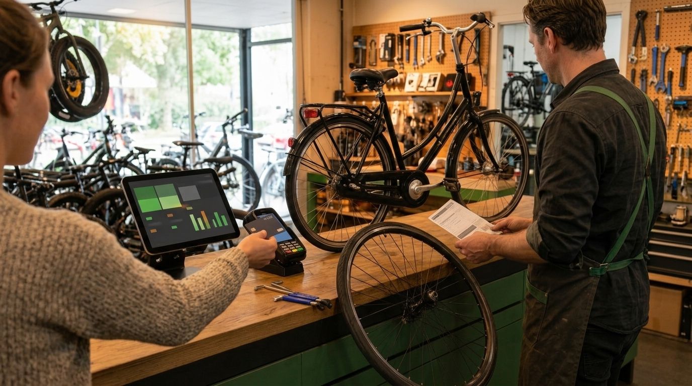 Kassasysteem fietsenwinkel: pin, werkbon en voorraad in één