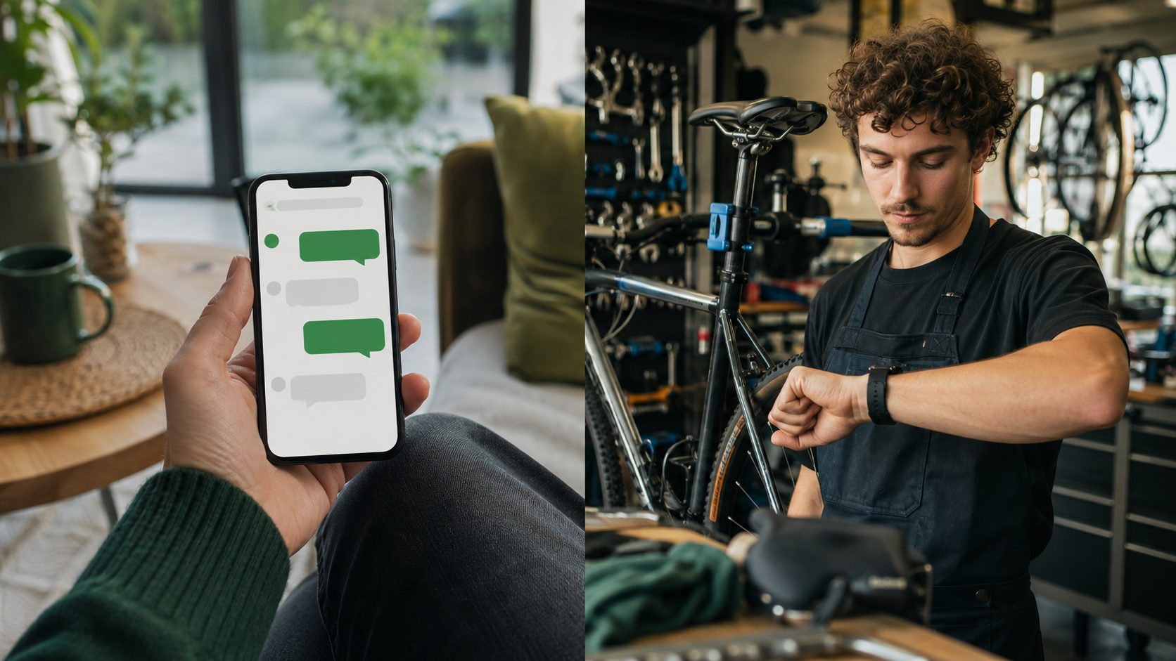 Klant chat, fietsenmaker krijgt notificatie