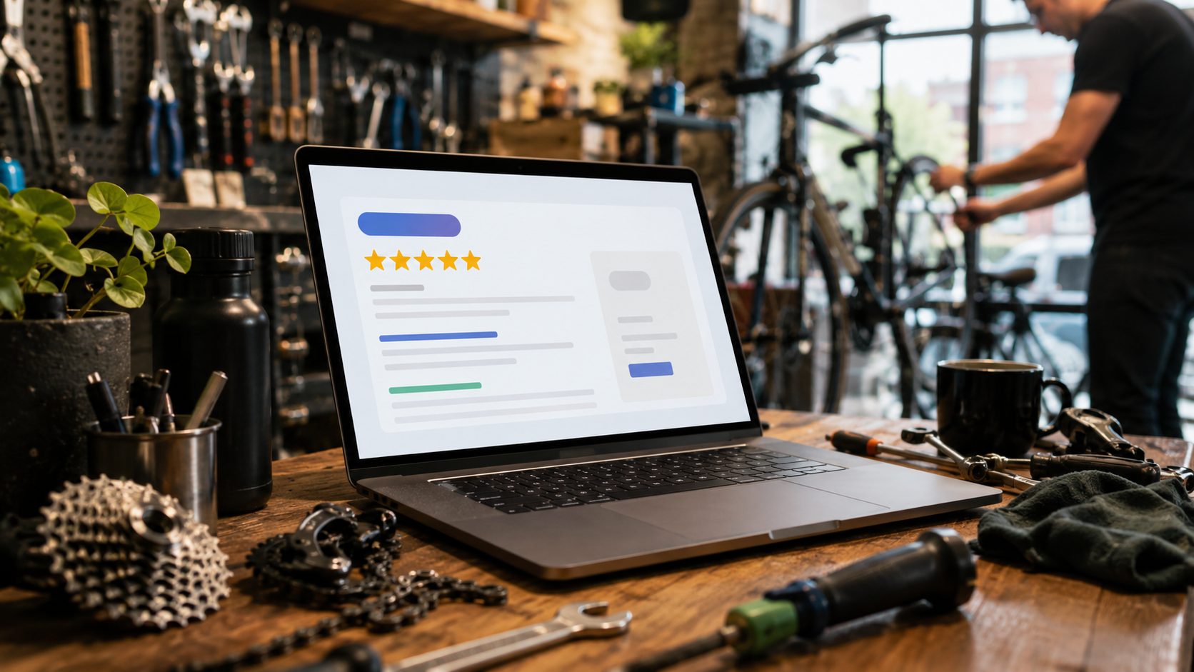 Google Maps search result met 5-sterren rating voor fietsenmakers