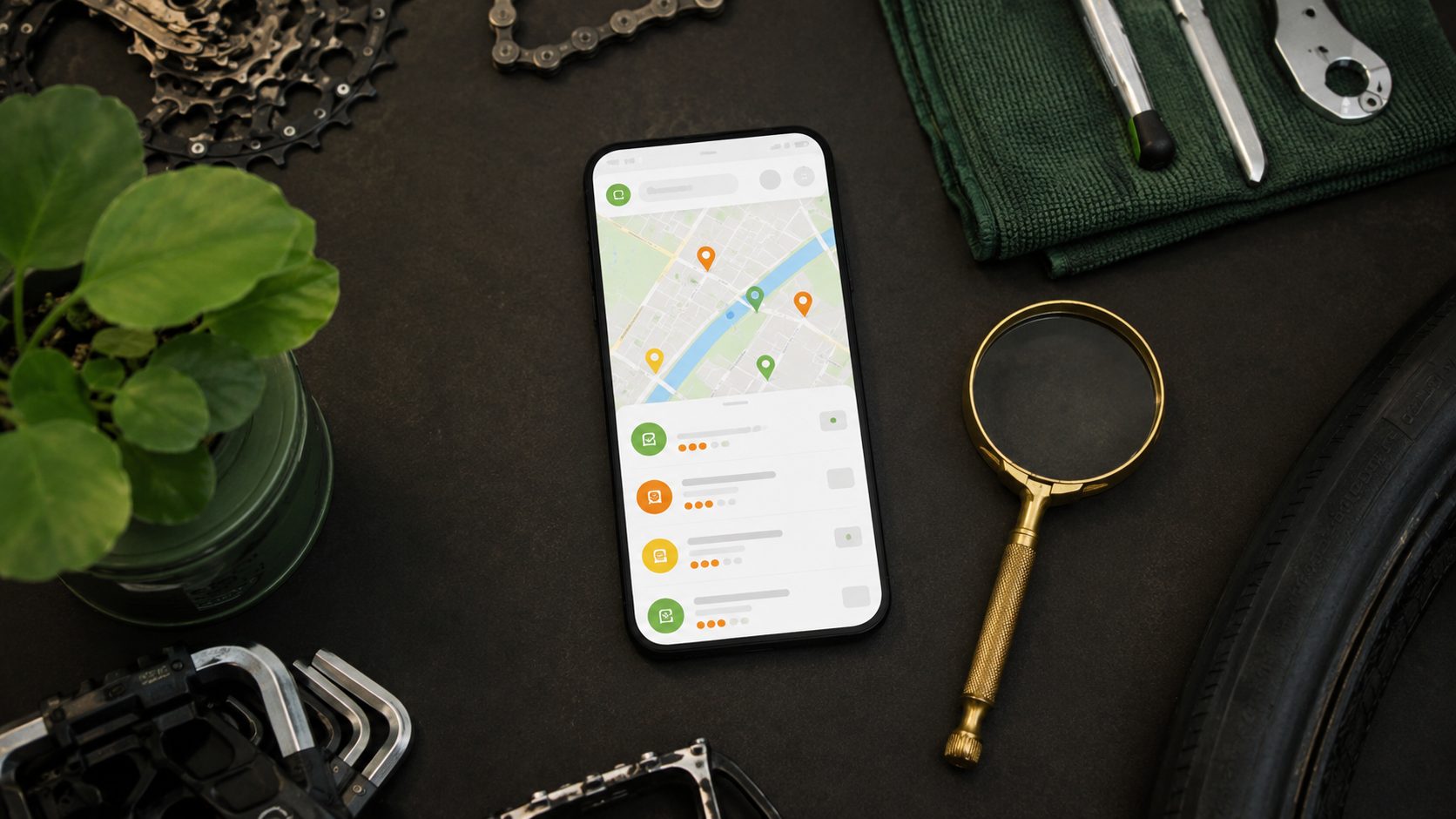 Google Maps listing voor fietsenmaker-bedrijf op smartphone