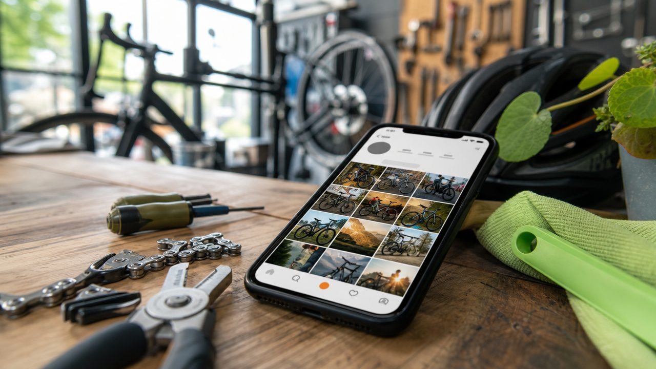 Instagram feed voor fietsenmaker op smartphone